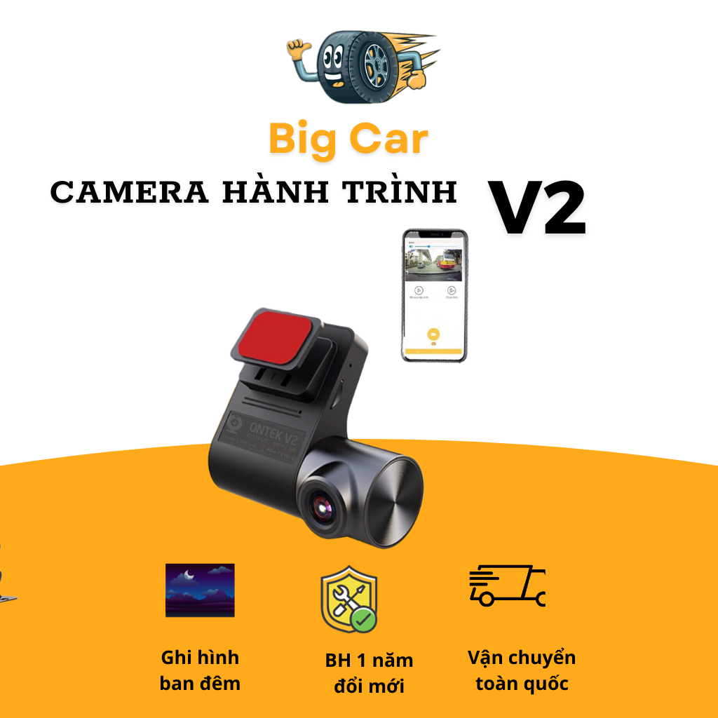 Camera Hành Trình ô tô  V2, kết nối WIFI điện thoại và Màn Hình Android FULL HD