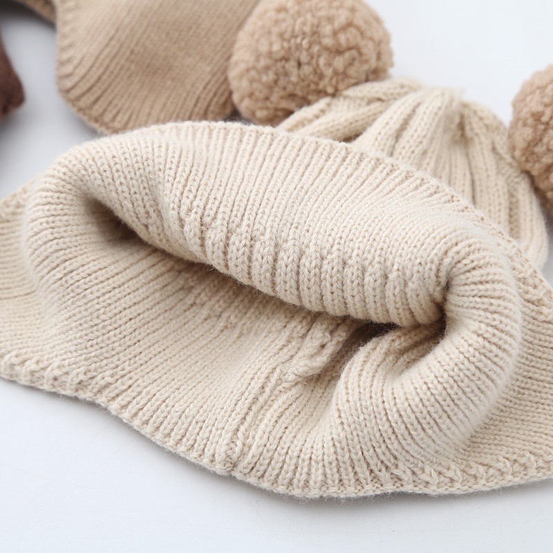 MŨ LEN GẤU DỆT KIM CÓ BỊT TAI THỜI TRANG CHO TRẺ EM TỪ 7kg-16kg