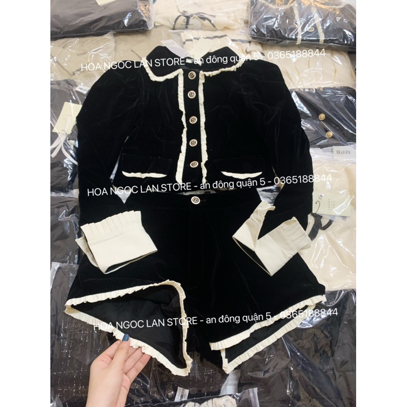 ẢNH THẬT-set nhung phối viền mai phương bùi fulltag mac 2 tem