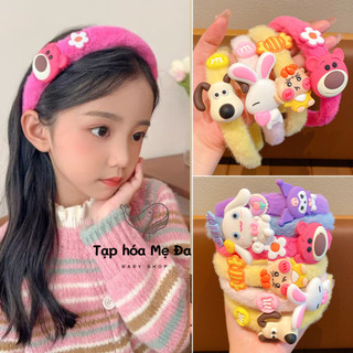 Set 3 Băng đô xốp cài tóc/bờm tóc phủ lông cho bé hoạt hình gấu dâu Lotso phong cách Hàn Quốc xinh xắn
