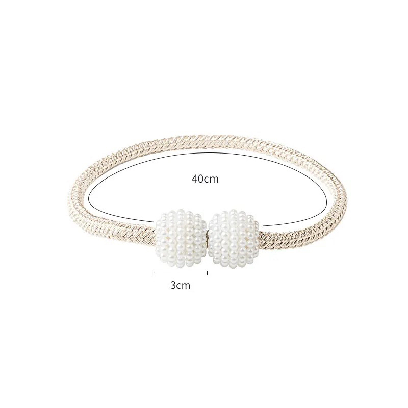 Dây Buộc Rèm Cửa bằng nam châm phong cách châu âu, Dây Buộc Rèm Hít Nam Châm Đính Ngọc Trai - MÀN C