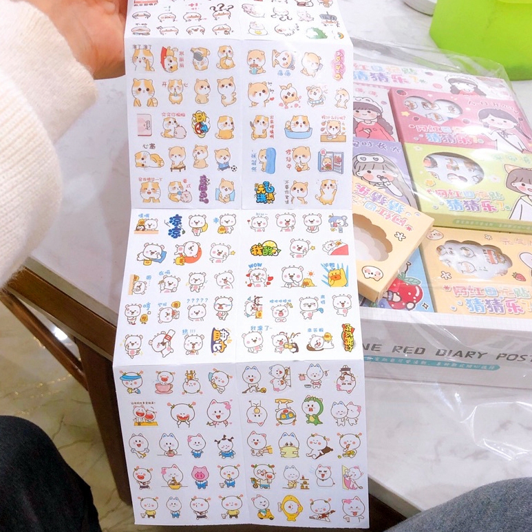 Hộp 12 tờ sticker hình động vật dễ thương mã No.1174