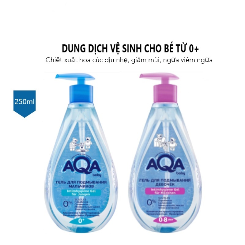 Dung dịch vệ sinh AQA BABY cho bé từ 0 đến 8 tuổi 250ml của Nga