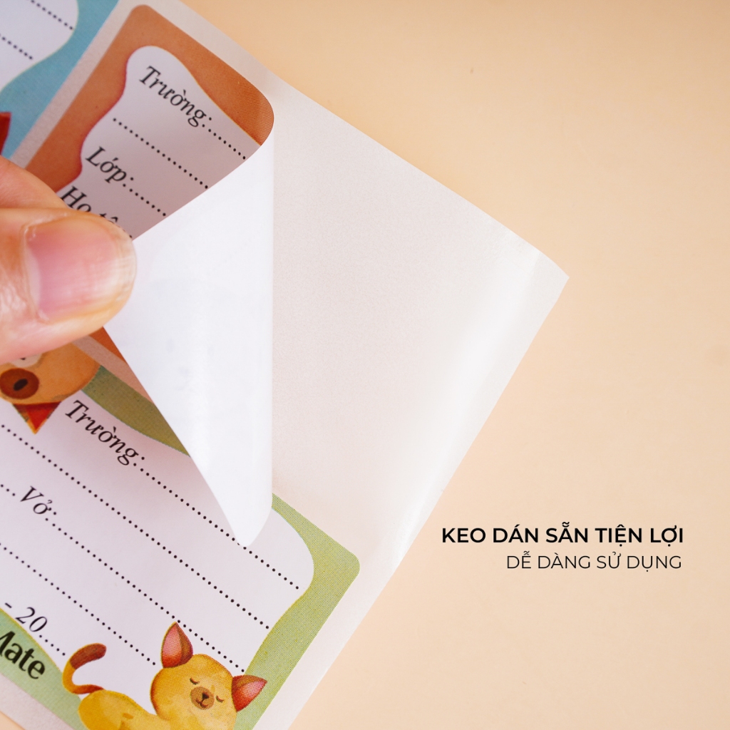 Nhãn Vở Ghi Tên Classmate Cats Thiết Kế Hình Mèo Dễ Thương, Có Keo Dán Sẵn Tiện Lợi 16 Cái/Tập NT211