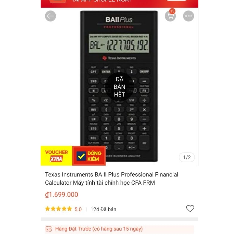 Máy tính tài chính Texas Instruments BA II phiên bản Professional cao cấp