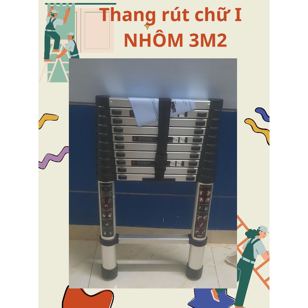 Thang rút nhôm đứng gia đình cao cấp an toàn tiện lợi