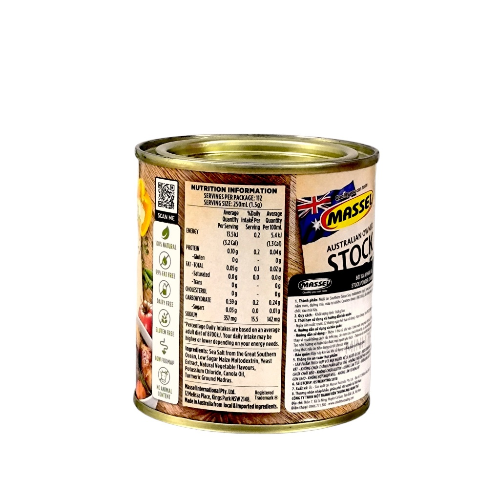 Hạt nêm vị gà Massel Premium Stock Powder Chicken Style không bột ngọt an toàn cho gia đình 168g Maxwell