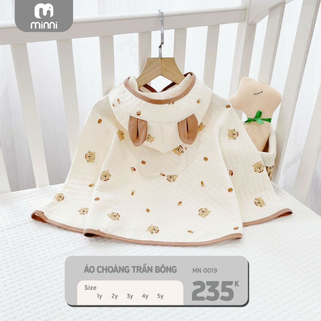 Áo chống nắng cho bé Ualarogo 6 tháng - 5 tuổi vải cotton 4 mùa hình tai gấu có túi 3898