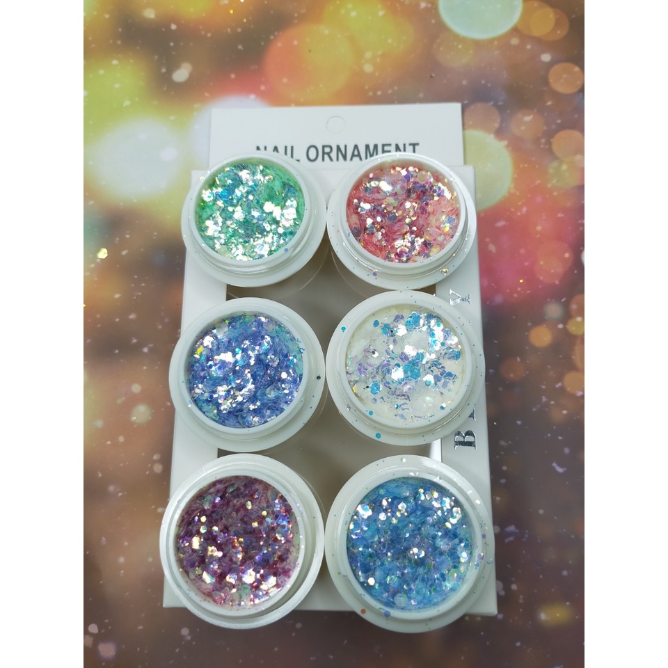 Set nhũ kim tuyến siêu sáng lấp lánh trang trí móng đắp ẩn gel phong cách Hàn Nhật - Sushi nail mi