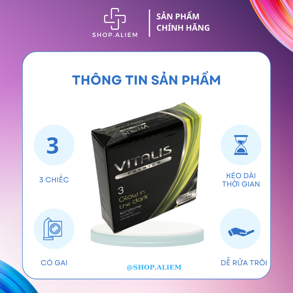 Bao cao su gai gân siêu mỏng bcs VITALIS hộp 3c