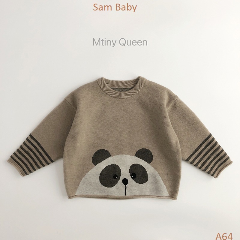 Áo len gấu mèo ống tay kẻ xinh cho bé-Sam Baby-A64