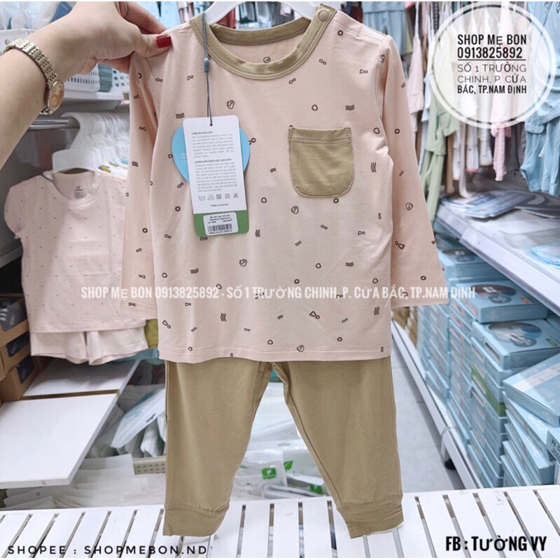 Bộ dài tay cài vai bambus Bubaby