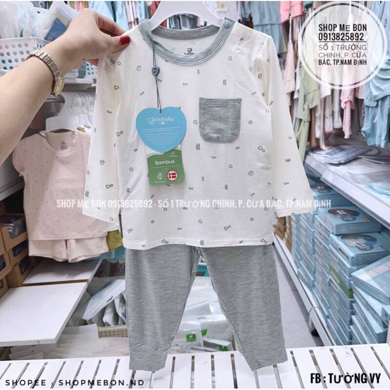 Bộ dài tay cài vai bambus Bubaby