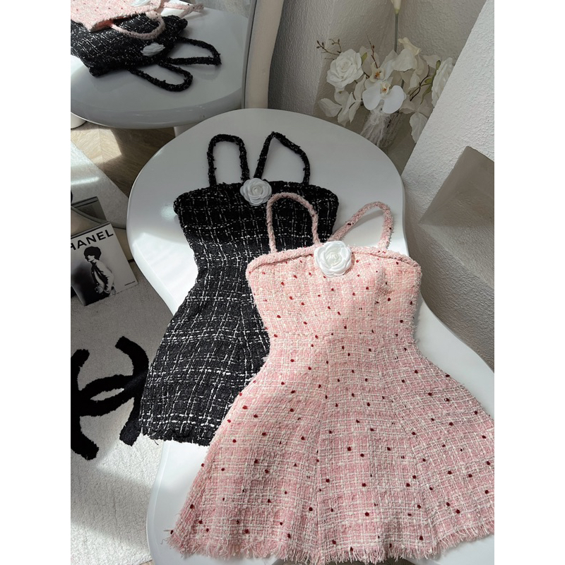 Đầm yếm dạ hoa trà