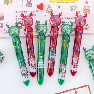 Bút bi noel 10 ngòi 10 màu dễ thương_ bút noel quà tặng noel giáng sinh cho bé
