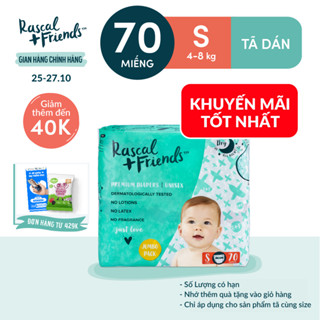 Tã Bỉm Dán Rascal + Friends Size S 4-8kg 70 miếng