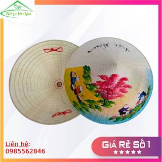 Nón vẽ - Nón họa tranh - Nón biểu diễn - Nón huế vẽ phong cảnh- Bán từ 2 chiếc- kèm quai nón