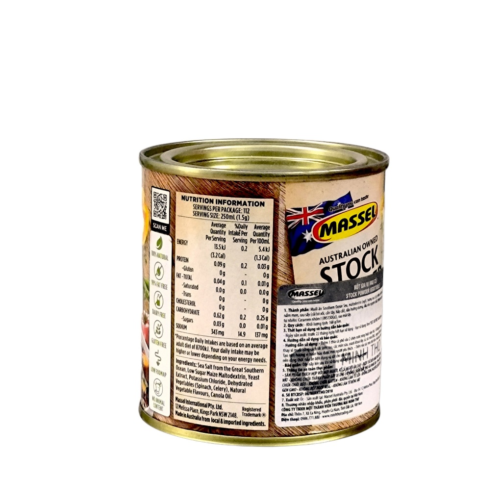 Hạt nêm Healthy Care massel premium stock powder vegetable lon 168g - vị rau củ