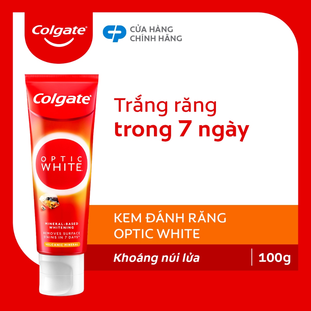 Bộ chăm sóc răng miệng Colgate: Kem đánh răng Optic White 100g và Bàn chải siêu mềm mãnh phủ khoáng núi lửa