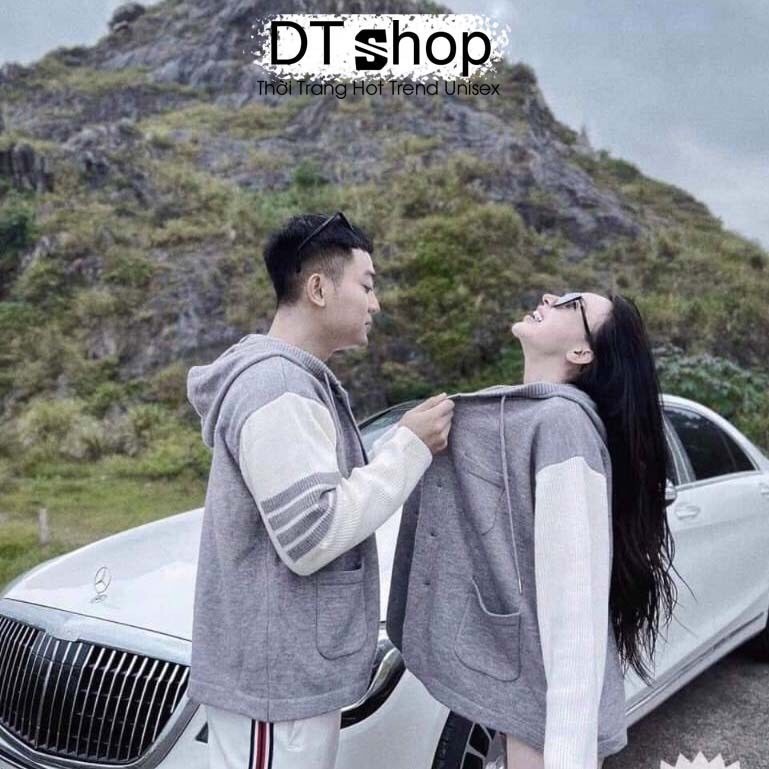 Áo Khoác Cadigan Phối Tay Trắng  Áo Nỉ Có Mũ Dày Dặn Dáng Rộng Nam Nữ