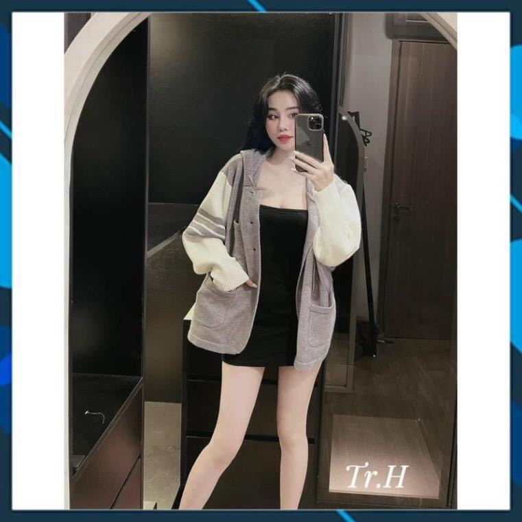 Áo Khoác Cadigan Phối Tay Trắng  Áo Nỉ Có Mũ Dày Dặn Dáng Rộng Nam Nữ