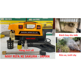 Máy rửa ô tô xe máy áp lực cao -sakura japan 2500w siêu khỏe đủ phụ kiện