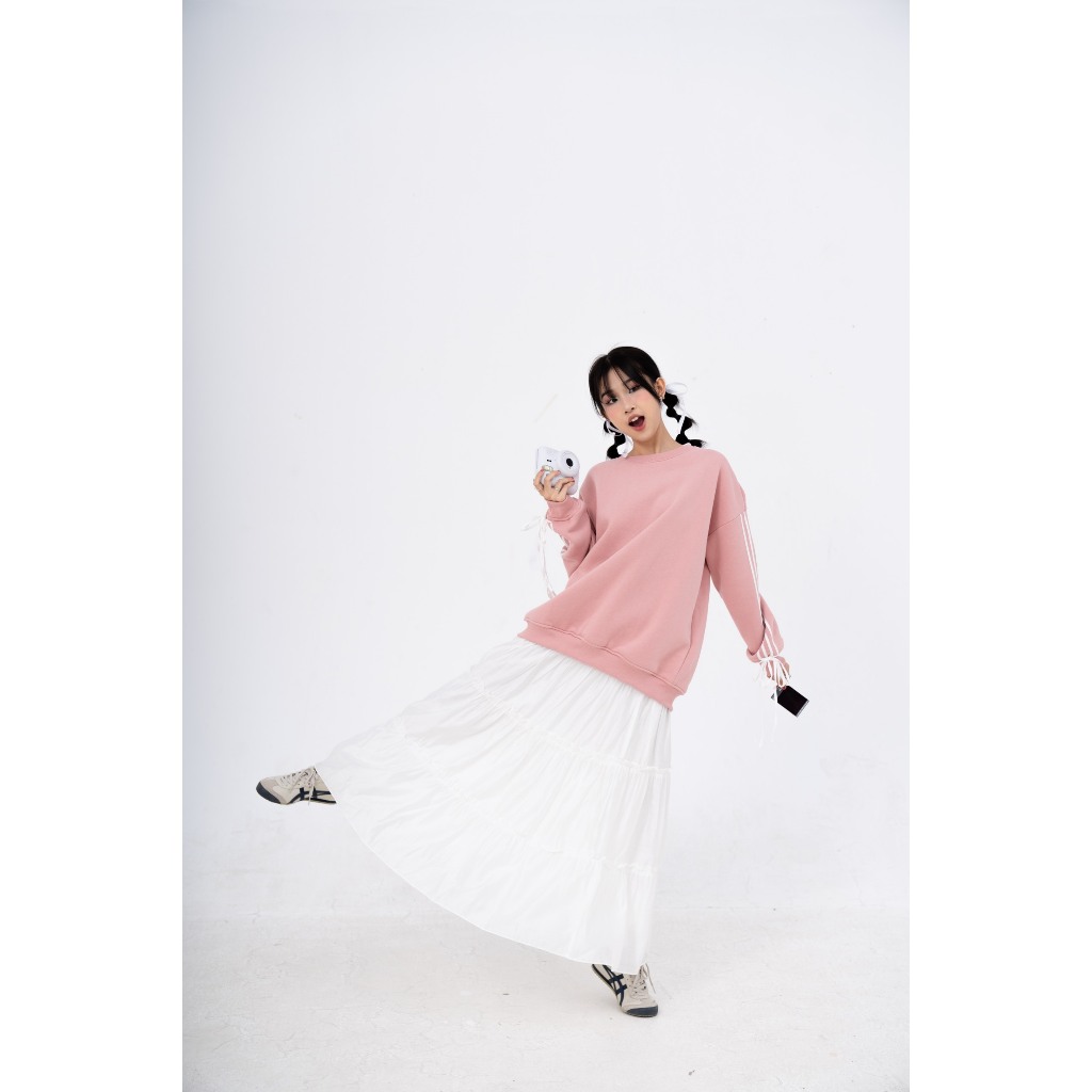 Chân váy dài midiskirt xoè tầng viền bèo Lolliemade TKC32 LOLLIE STUDIO