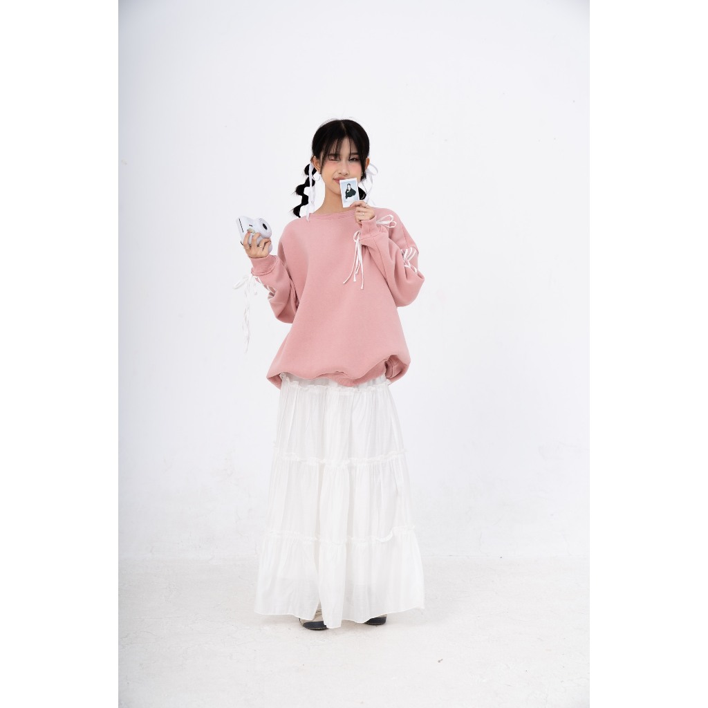 Chân váy dài midiskirt xoè tầng viền bèo Lolliemade TKC32 LOLLIE STUDIO