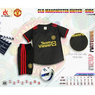 Bộ áo bóng đá trẻ em clb mu màu đen