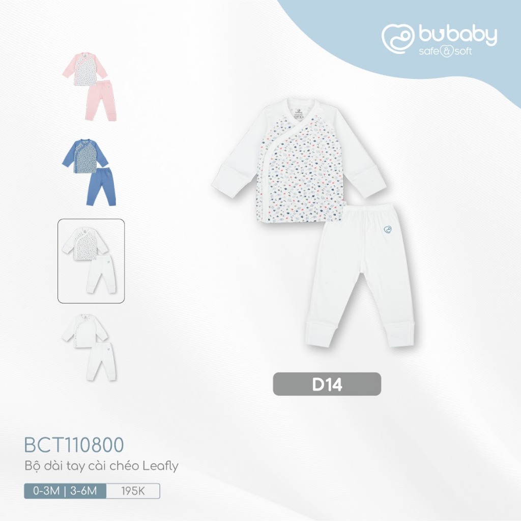 Bu baby - Bộ dài tay cài chéo Leafly BCT110800