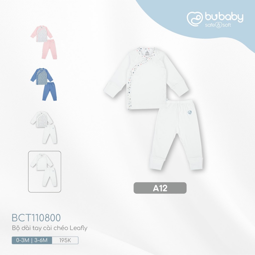 Bu baby - Bộ dài tay cài chéo Leafly BCT110800
