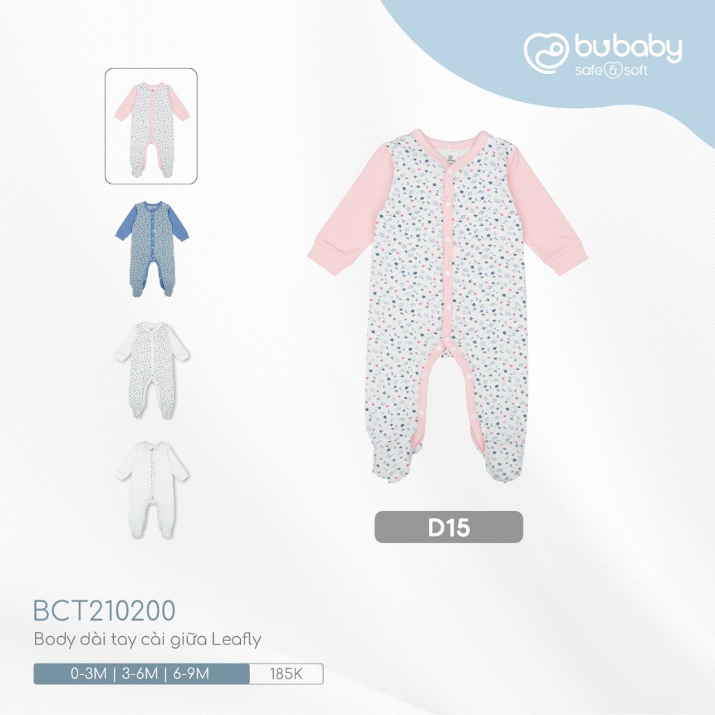 Bu baby - Bộ Body dài tay cài giữa Leafly BCT210200