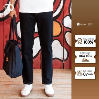 Quần jeans nam sidetap độc đáo, màu dark blue Indigo nam tính, retro, Quần Regular Sidetap Denim Blue