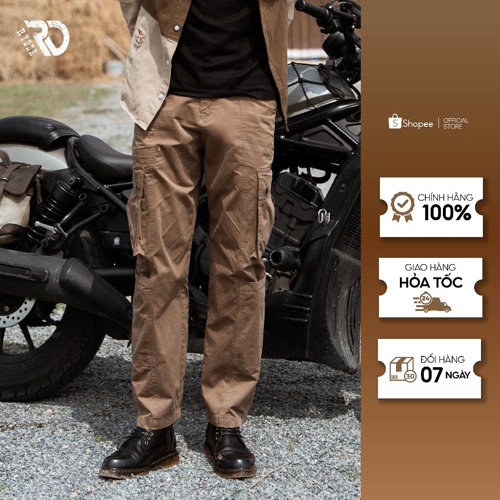 Quần Cargo Nam Ryder Khaki Cargo Pants Brown Form Suông Retro