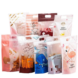Set 10 túi zip đựng bánh kẹo, túi zip đựng quà túi zip in hình