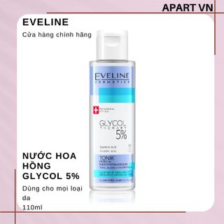 Nước hoa hồng toner Eveline Glycol Therapy 5% se khít chân lông ngừa mụn - chai 110ml