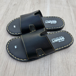  Dép quai nam ngang da DONAVY cao cấp thiết kế quai chữ K thời trang có 2 màu  Đen+Nâu  D.CKS 