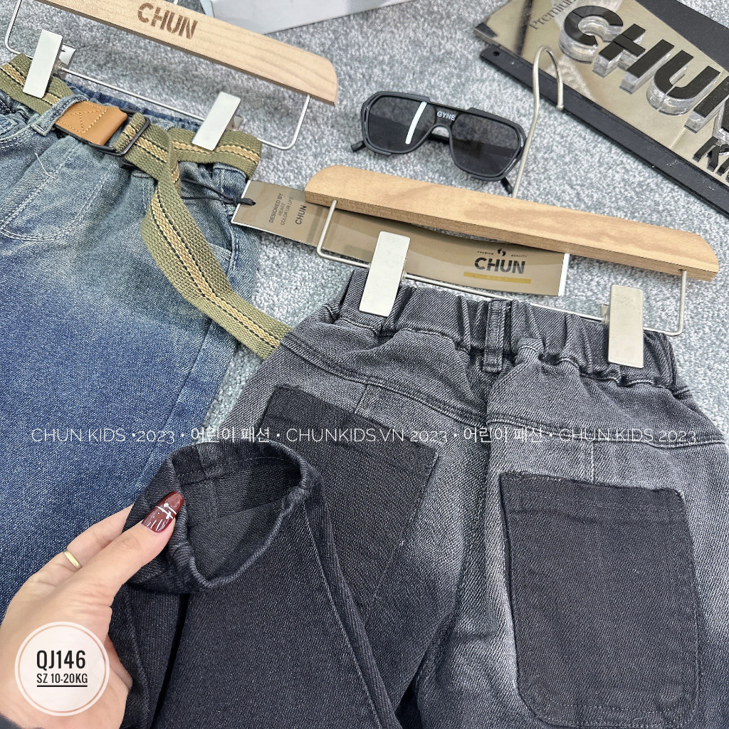 QJ146 - QUẦN jean nhí CHUN ombre túi sau đậm - 8803 cho Bé