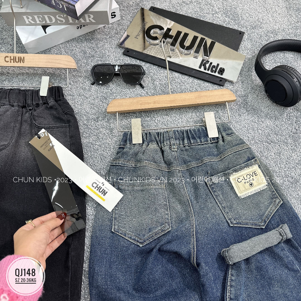 QJ148 - QUẦN jean đại CHUN ombre túi sau C - LOVE PARIS - 901 cho Bé