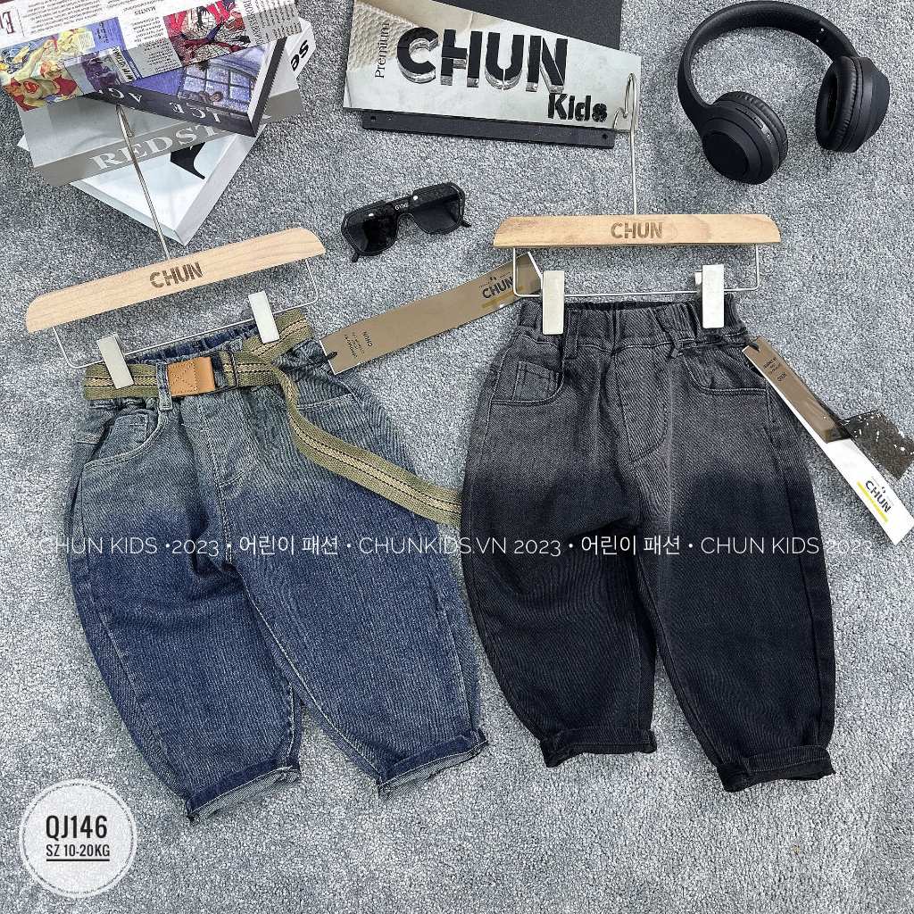 QJ146 - QUẦN jean nhí CHUN ombre túi sau đậm - 8803 cho Bé