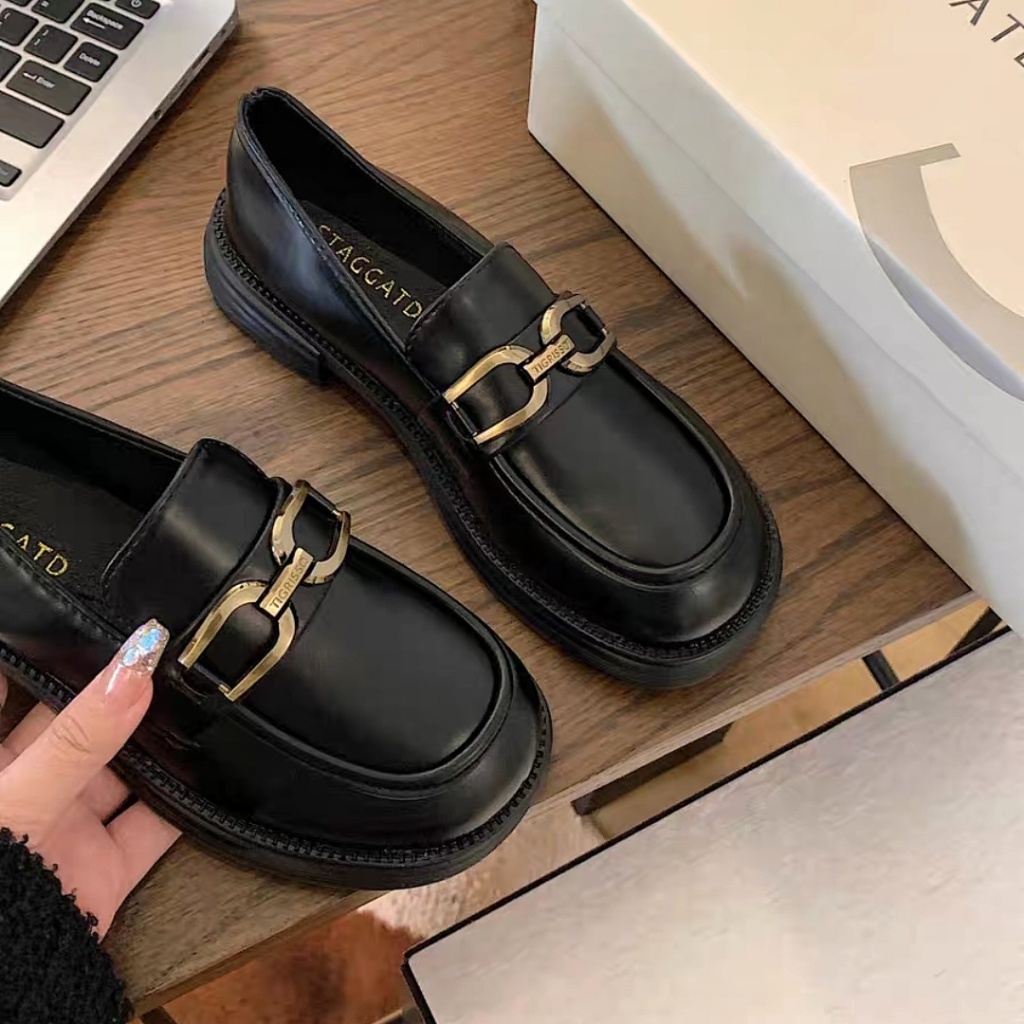 Giày loafer nữ đế cao 5cm PD-L525 bản khuy ngang cao cấp fullbox