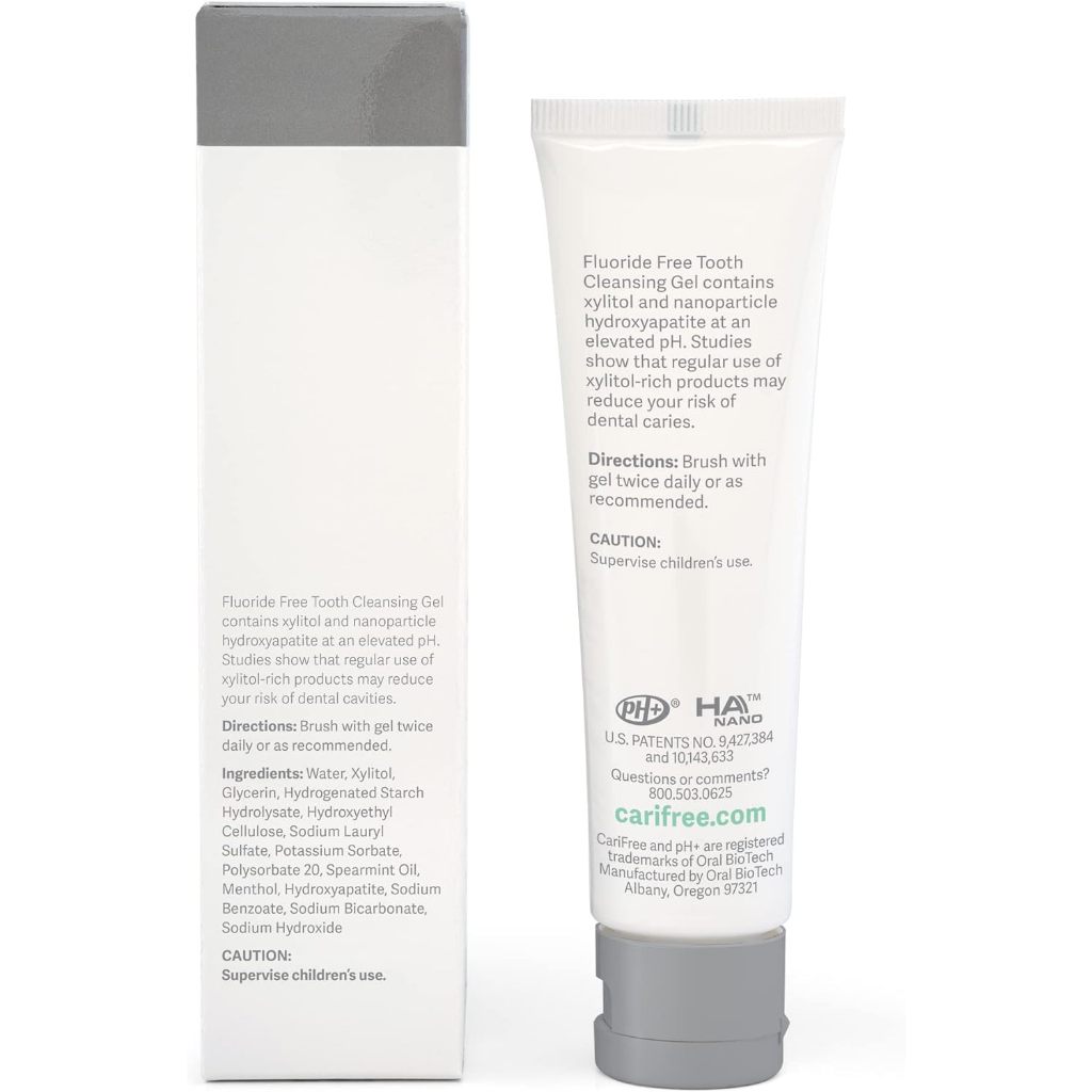 Gel làm sạch răng không chứa Fluoride CARIFREE FLUORIDE FREE TOOTH CLEANSING GEL tái khoáng men răng 65g của Mỹ