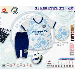 Bộ đồ đá banh trẻ em clb mc mancyti trắng xanh