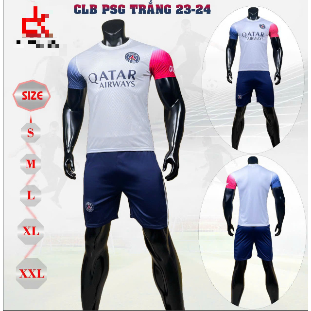 Bộ Quần Áo Đá Banh CLB PSG PARIS Trắng 2023