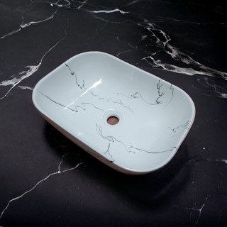 Chậu lavabo đặt bàn vân đá trắng 46*32cm