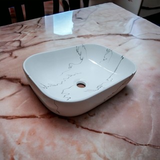 Chậu lavabo đặt bàn vân đá trắng 46*32cm