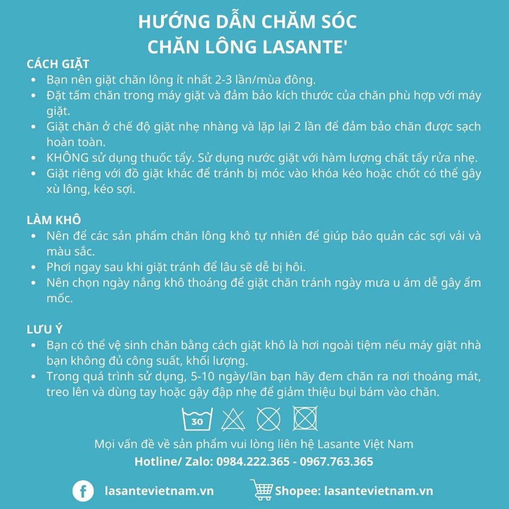 Chăn lông cáo Rishima Pháp Lasante sản phẩm mới chính hãng