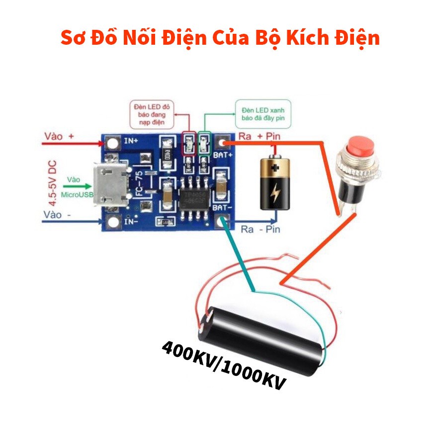 Kích Điện Cao Áp, Vào 3V7-6V ra 400KV/1000KV  - Module tăng áp