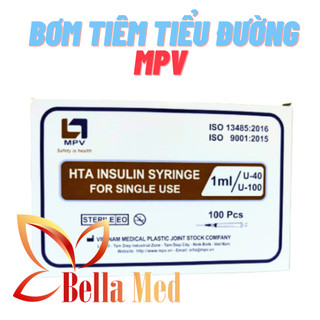 Bơm tiêm tiểu đường mpv 1ml 100 i.u/40 i.u, bơm thay thế được đầu kim các loại - hộp 100 kim tiện dụng