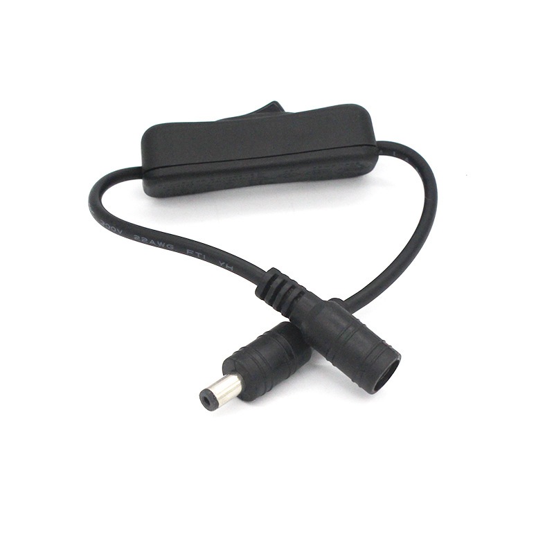 Dây Jack DC 5.5x2.1mm đực cái có công tắc màu đen